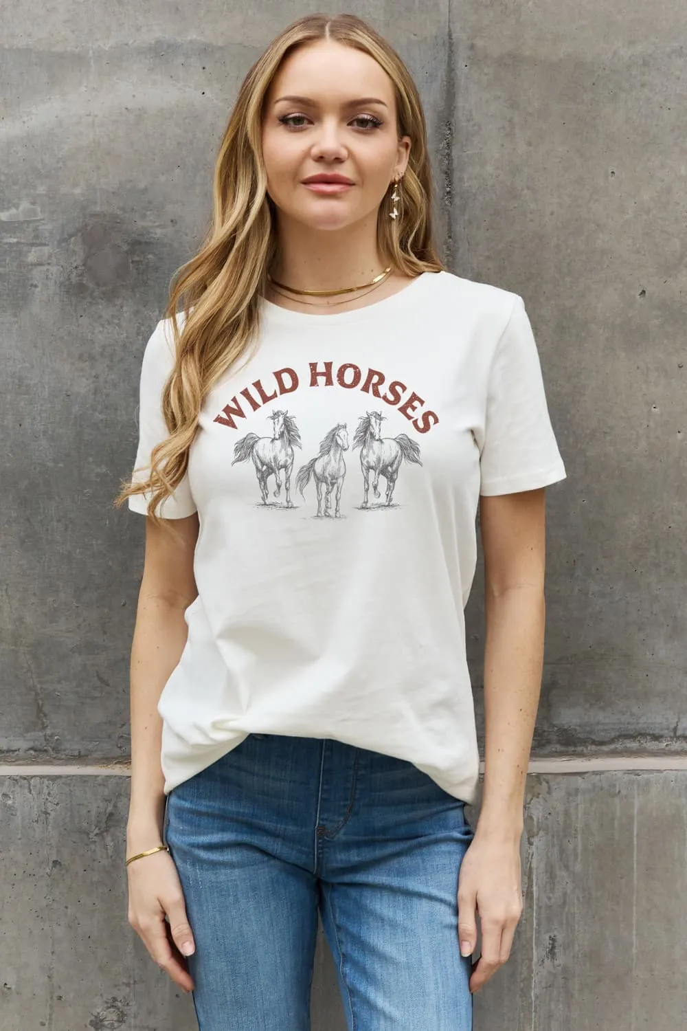 Simply Love WILD HORSES Graphic Cotton T-Shirt