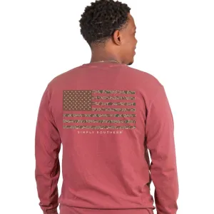 Simply Southern Unisex Camouflage Flag Long Sleeve Shirt