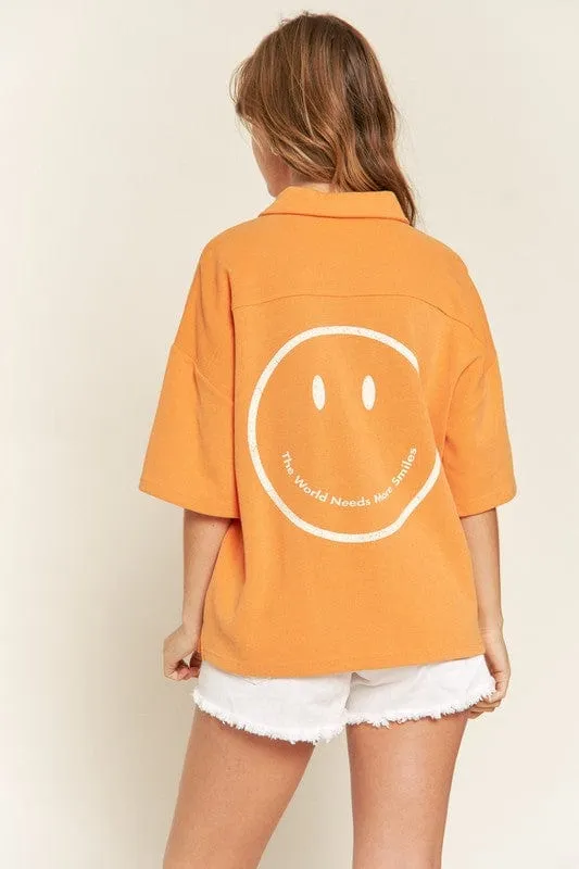 SMILE FACE BACK SHIRTS TOP  *Online Only*