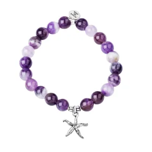 Starfish | Stone Beaded Charm Bracelet | Amethyst