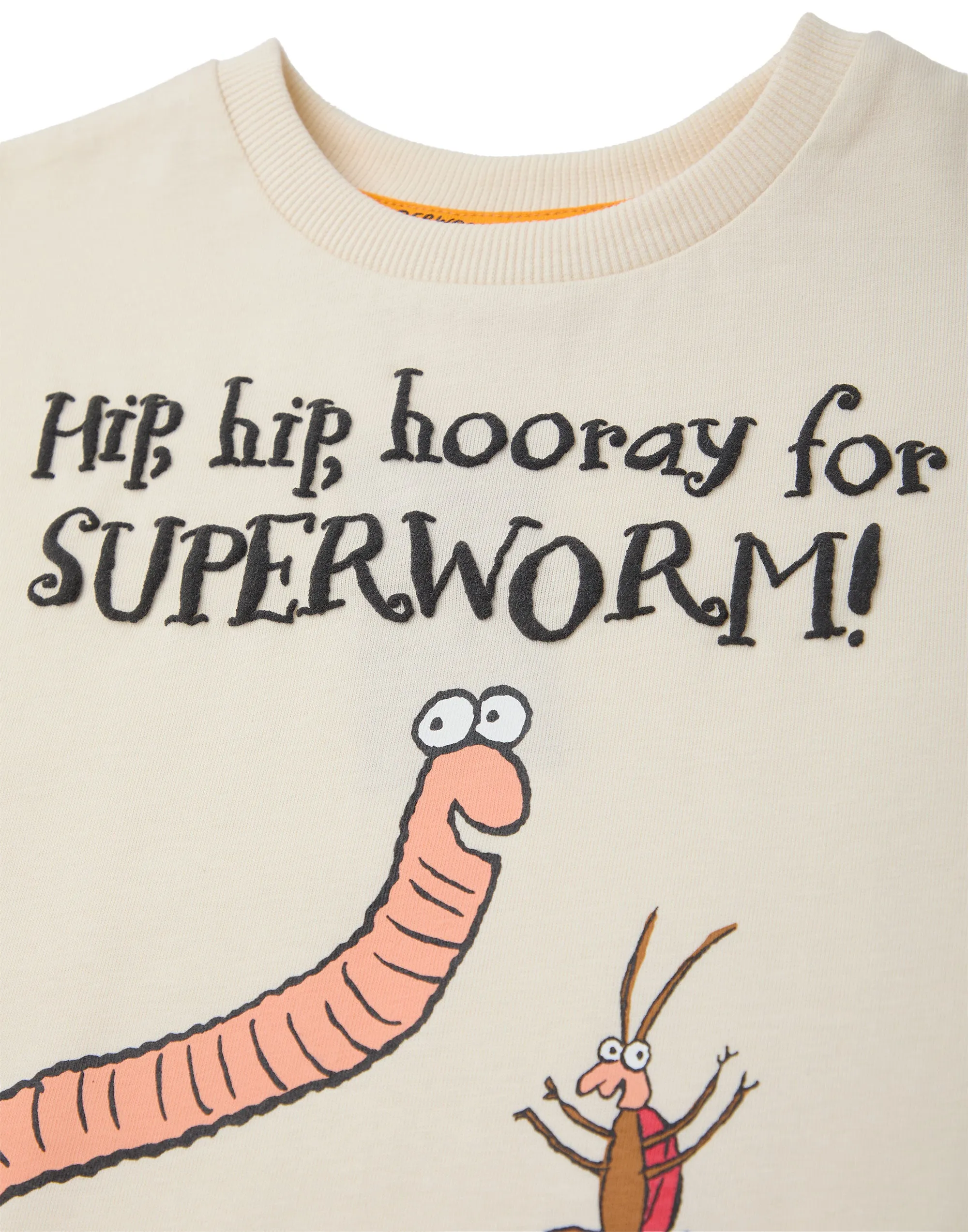 Superworm Hip Hip Hooray Unisex Kids Beige Short Sleeved T-Shirt