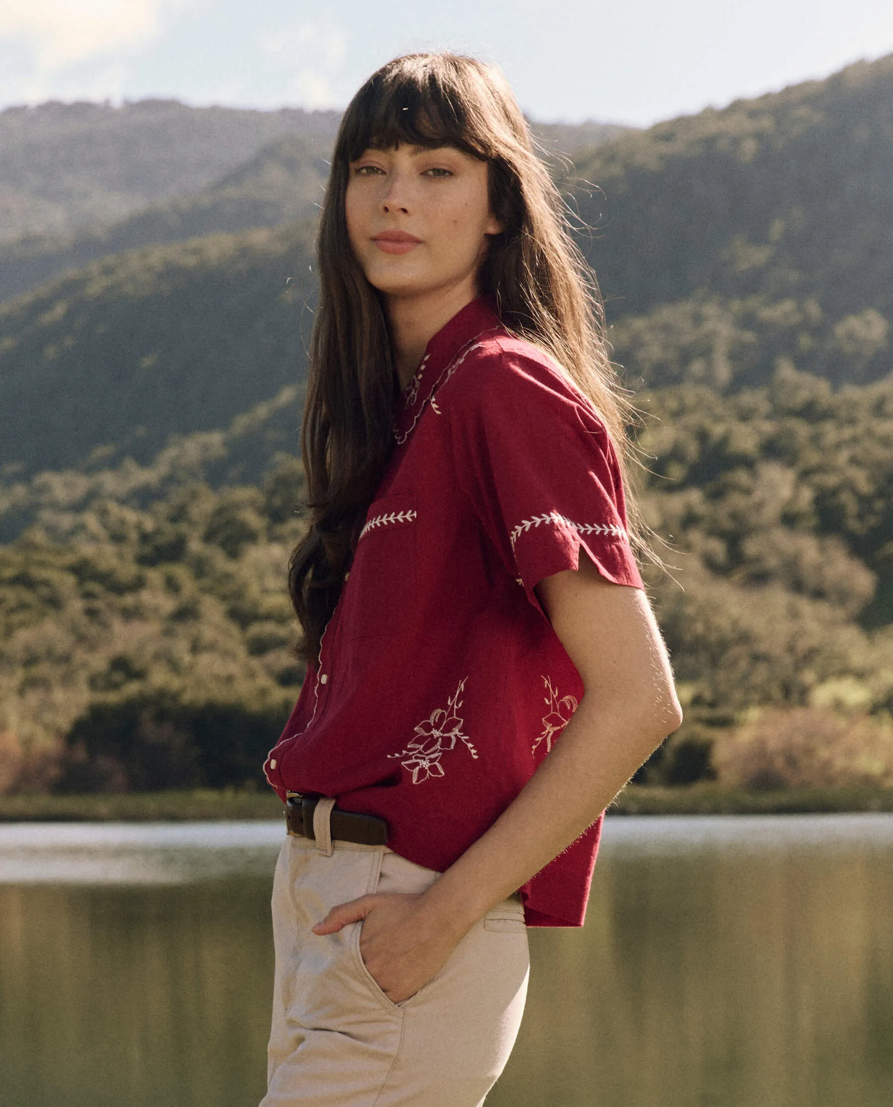 The Bowling Shirt with Hanky Embroidered. -- Scarlet