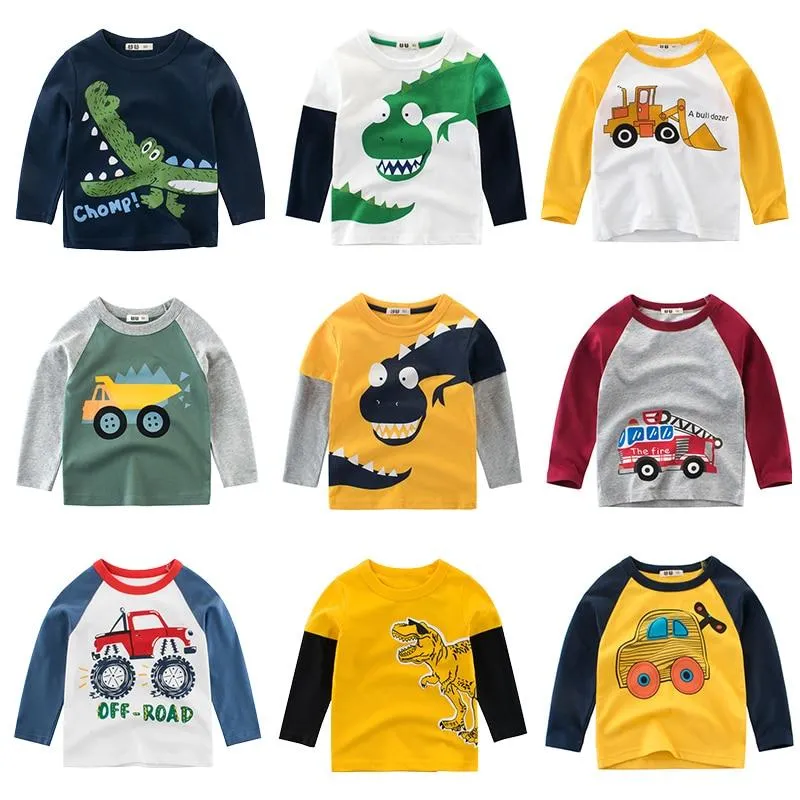 Unisex Kids Cotton Long Sleeve Cartoon Images Design T-Shirts