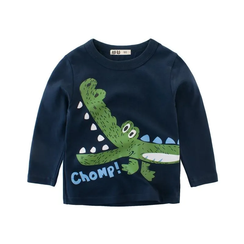 Unisex Kids Cotton Long Sleeve Cartoon Images Design T-Shirts