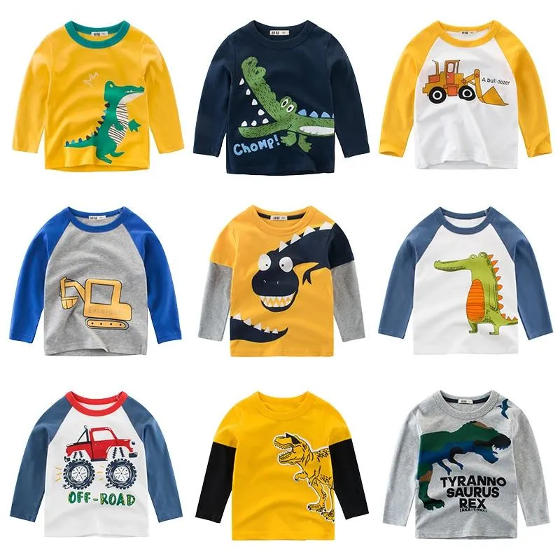 Unisex Kids Cotton Long Sleeve Cartoon Images Design T-Shirts