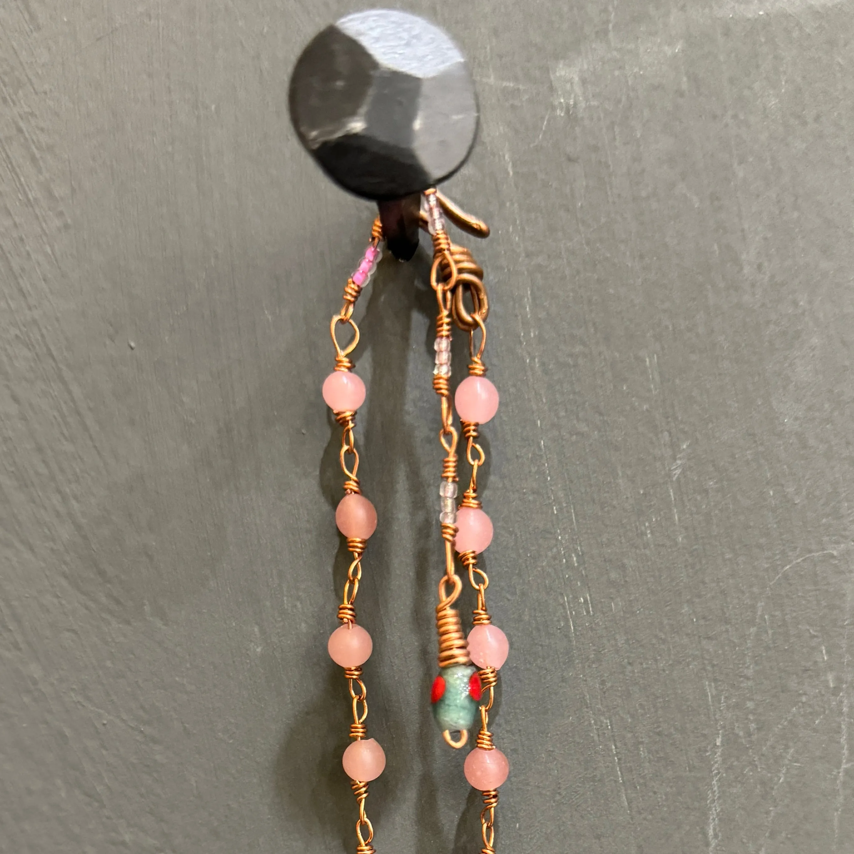 Vintage bead necklace in dusky pink