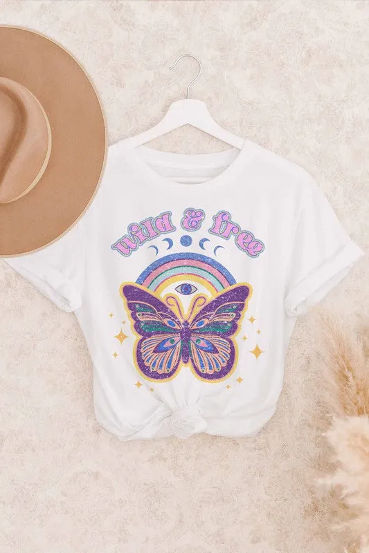 WILD AND FREE BUTTERFLY GRAPHIC TEE PLUS SIZE