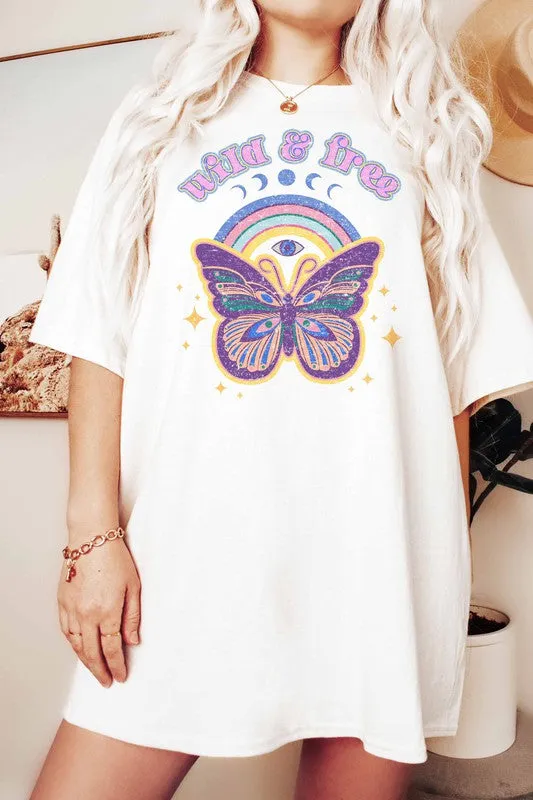 WILD AND FREE BUTTERFLY GRAPHIC TEE PLUS SIZE