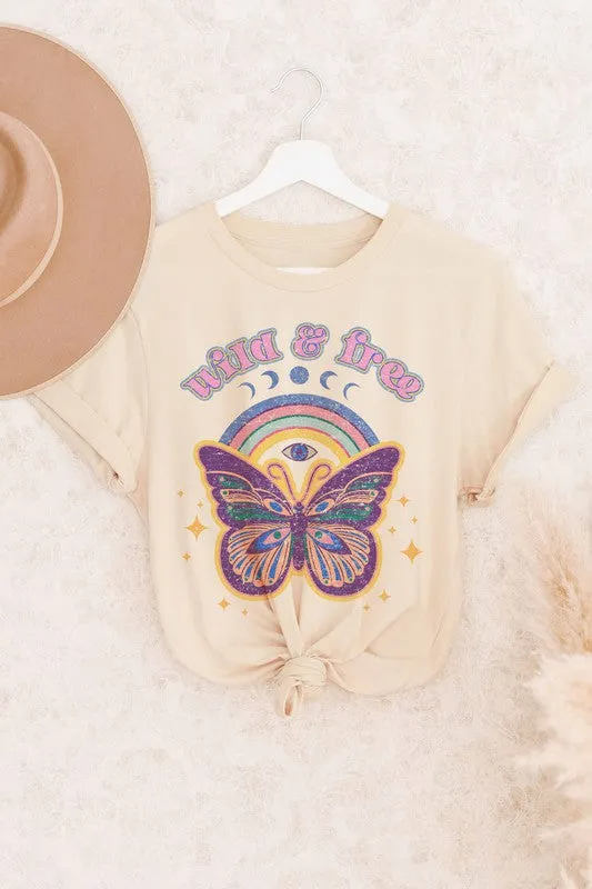 WILD AND FREE BUTTERFLY GRAPHIC TEE PLUS SIZE