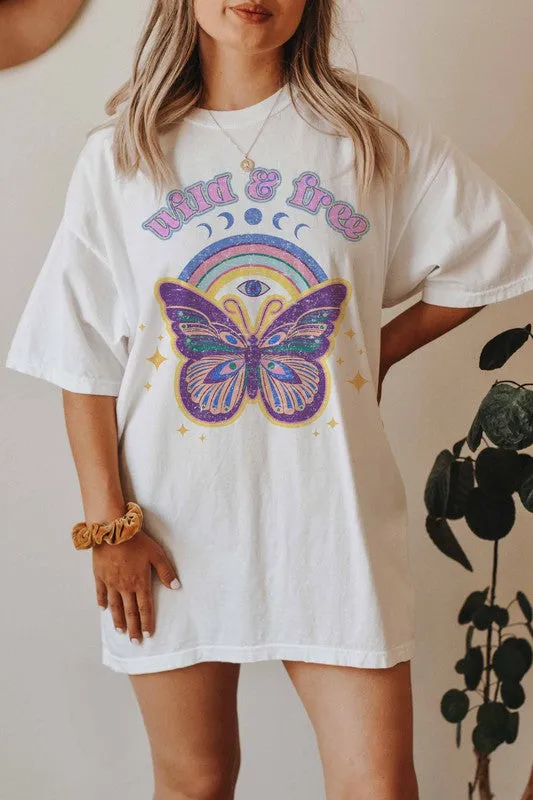 WILD AND FREE BUTTERFLY GRAPHIC TEE PLUS SIZE