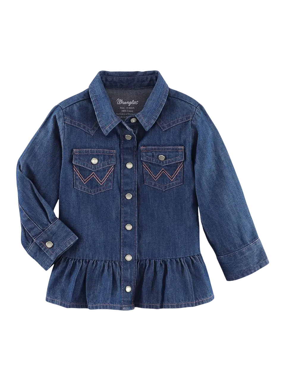 Wrangler Little Girl's Blue Denim Ruffle Tunic Top